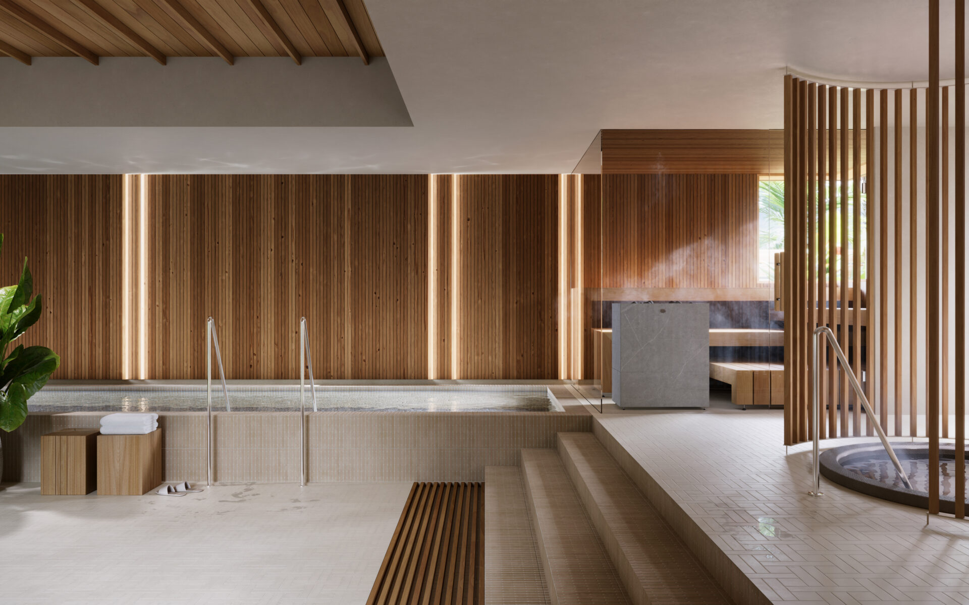Pieksäwood Haven Sauna. Concept design: Jutta Tanninen, Collabå Oy | 3D visualisation.